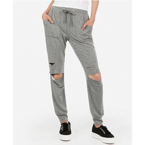NWOT Express One Eleven Distressed Joggers Heather Grey Size XS